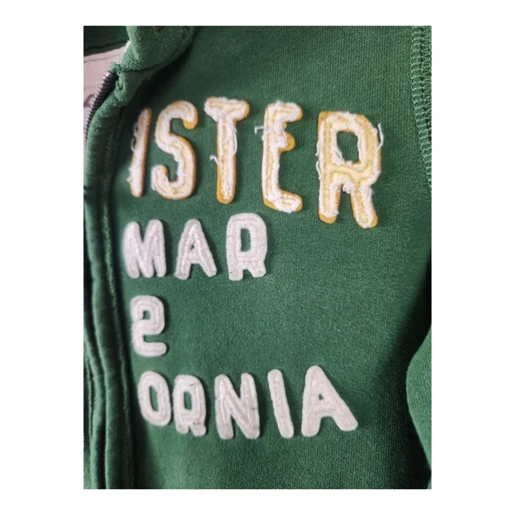 Y2K Hollister Full Zip Hoodie Sweater Medium Green Del Mar California Varsity - Picture 3 of 8